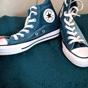Rare teal velvet high top converse